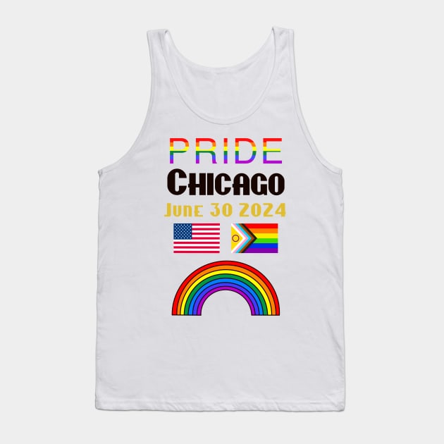 Pride Chicago USA 2024 Tank Top by Hedgehog Bubbles